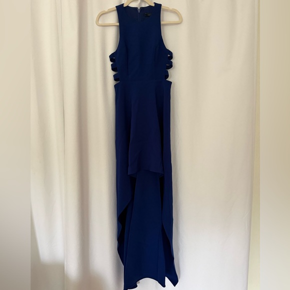BCBG Cobalt Blue High-Low Cutout Evening Dress - Picture 5 of 6